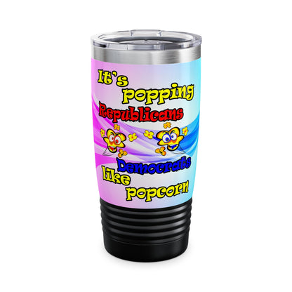 popping like popcorn - Ringneck Tumbler, 20oz (light blue-pink wave)