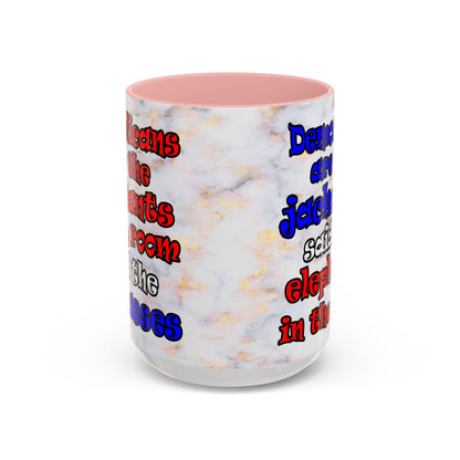 donkeys and elephants - Accent Mug (white marble)