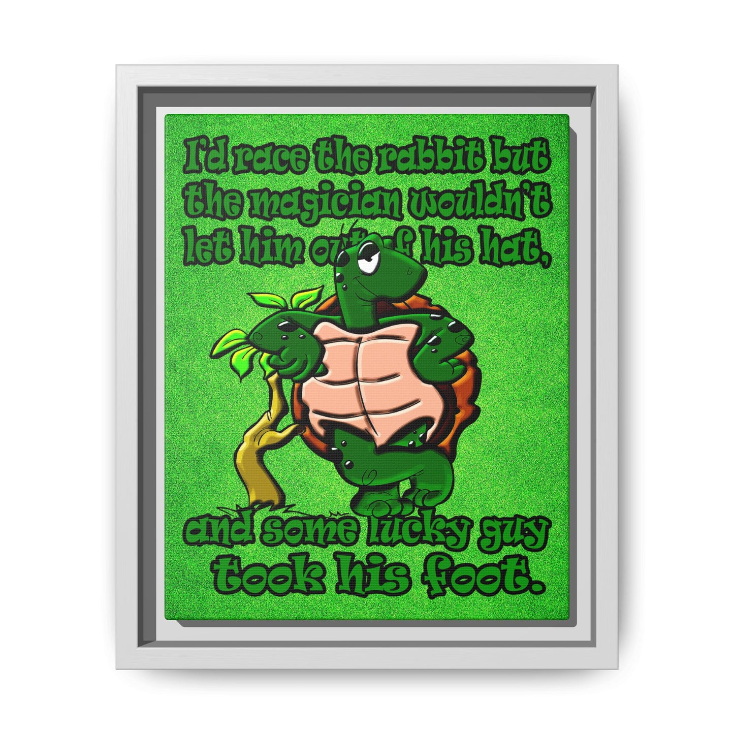 turtle race - framed canvas art (green turf)