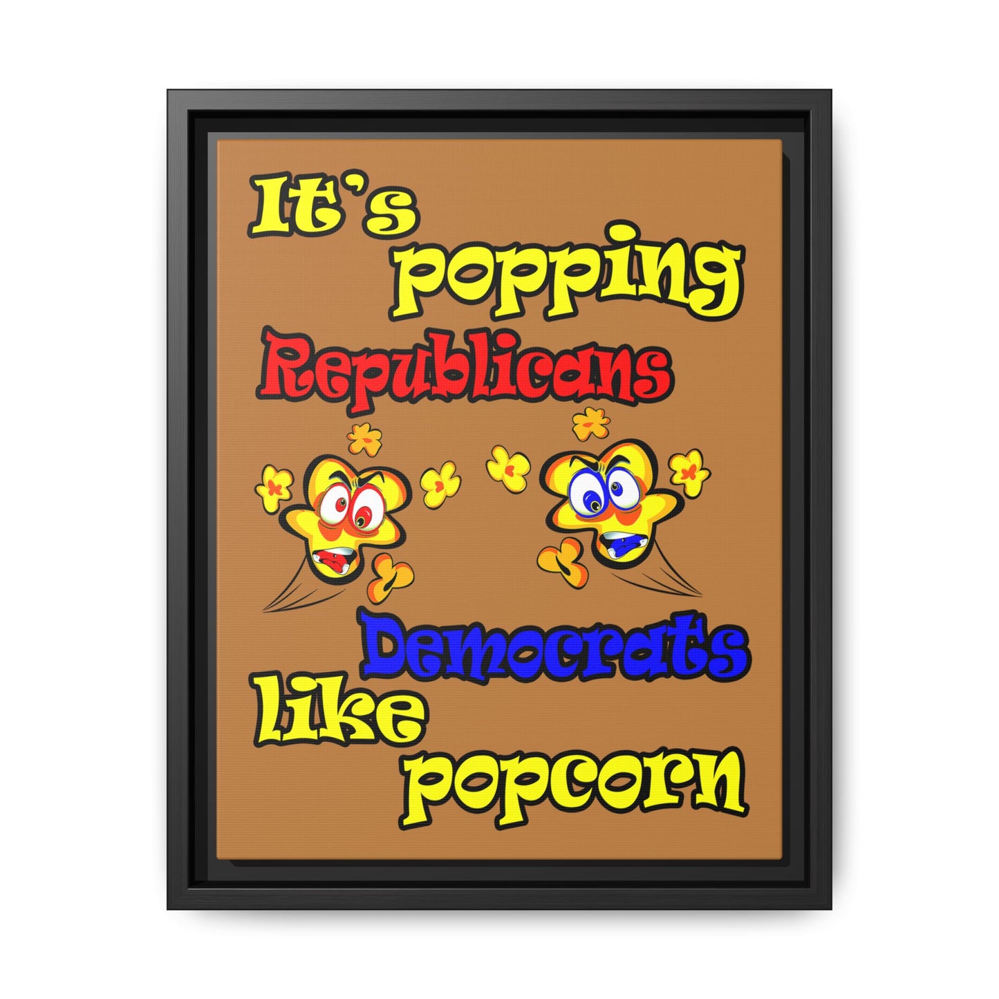 popping like popcorn - framed canvas art (light brown)