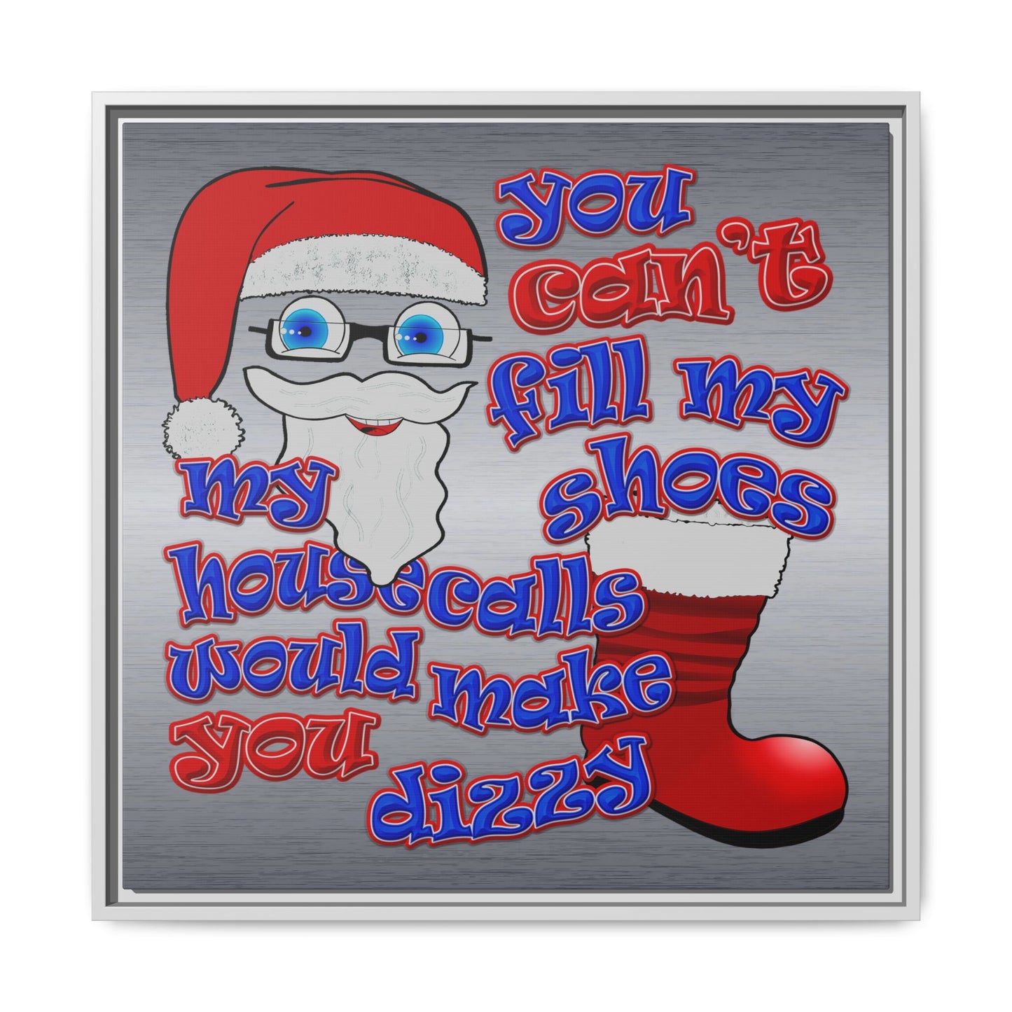santa's shoes - framed canvas art (brushed nickel)