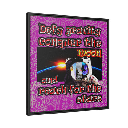 defy conquer reach - framed canvas art (pink swirl)