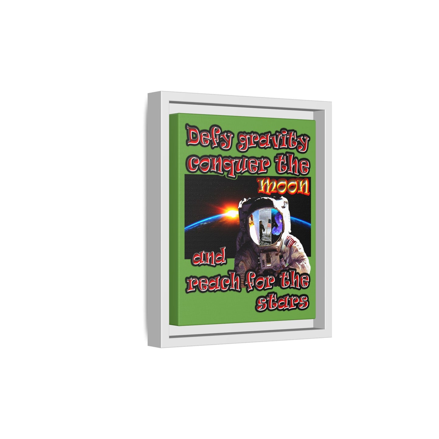 defy conquer reach - framed canvas art (green)