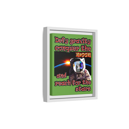 defy conquer reach - framed canvas art (green)