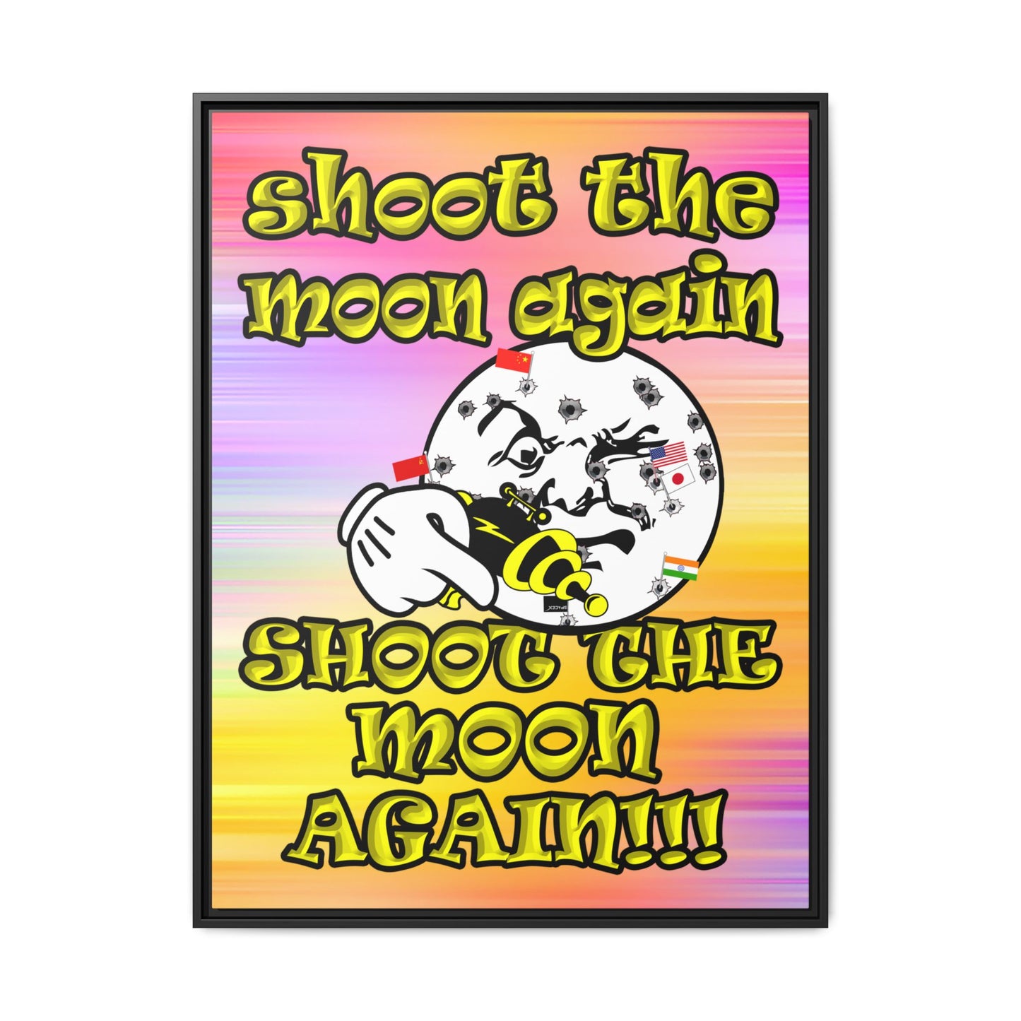 shoot the moon again - framed canvas art (color blur)