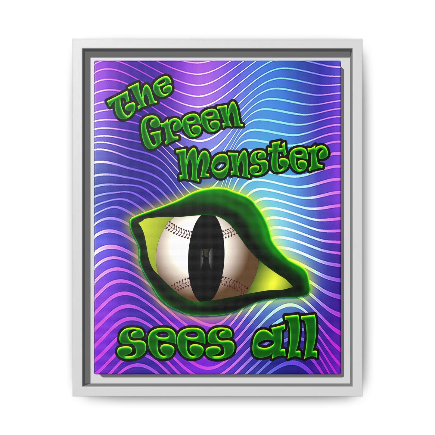 green monster - framed canvas art (purple wave)