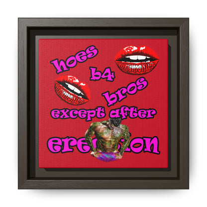 hoes b4 bros - framed canvas art (dark red)