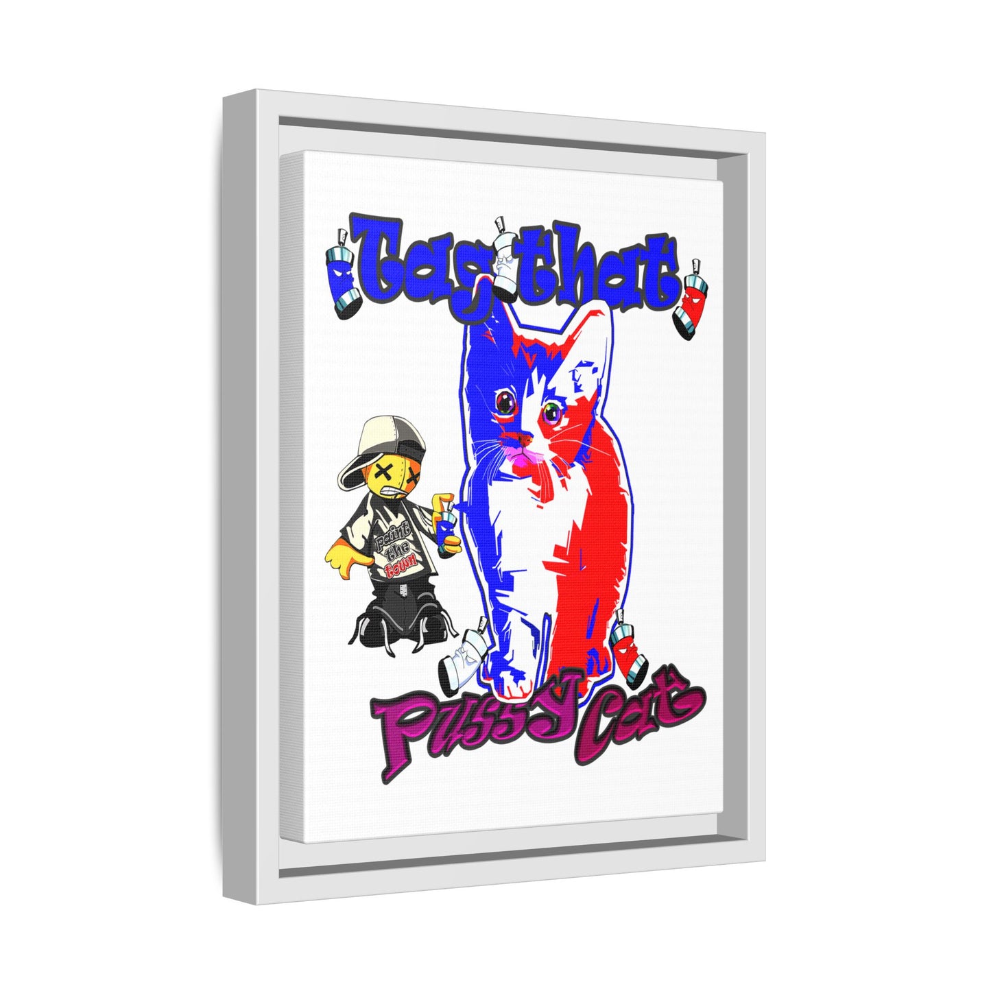 tag that - framed canvas art (white)