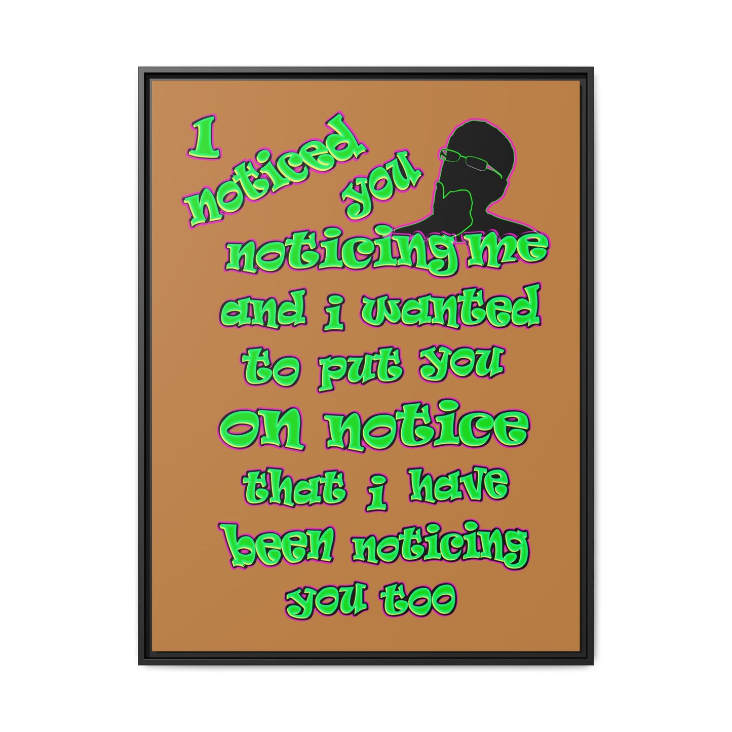 noticed you noticing - framed canvas art (light brown)
