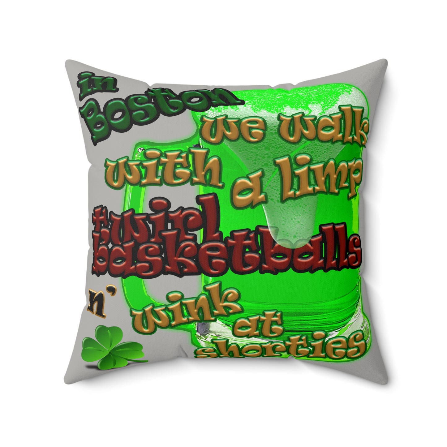 celtics logo - Faux Suede Square Pillow - (light grey)