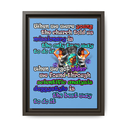 doggystyle - framed canvas art (light blue)