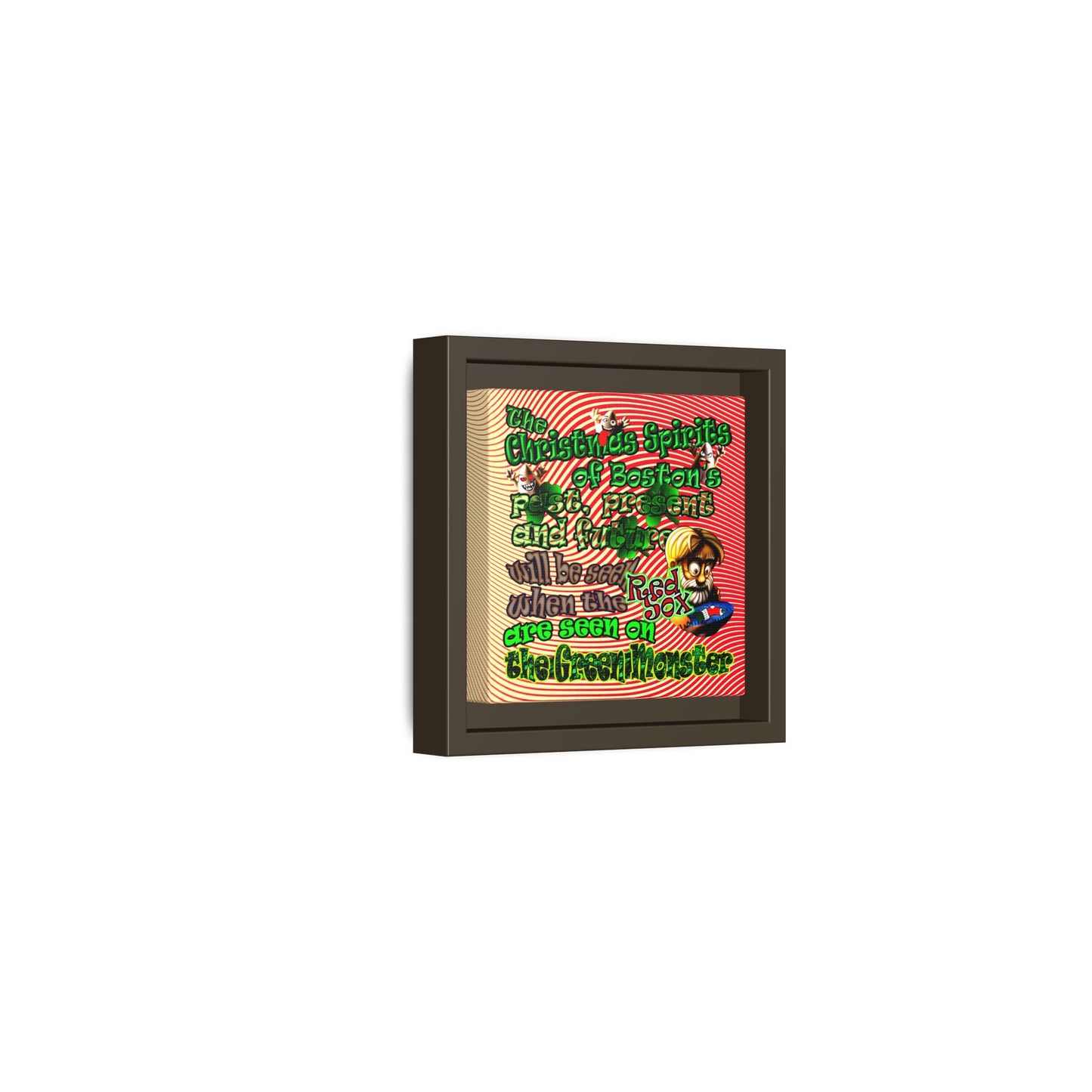 christmas spirits of boston - framed canvas art (yellow-orange wave)
