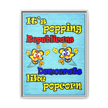 popping like popcorn - framed canvas art (faded dark blue)