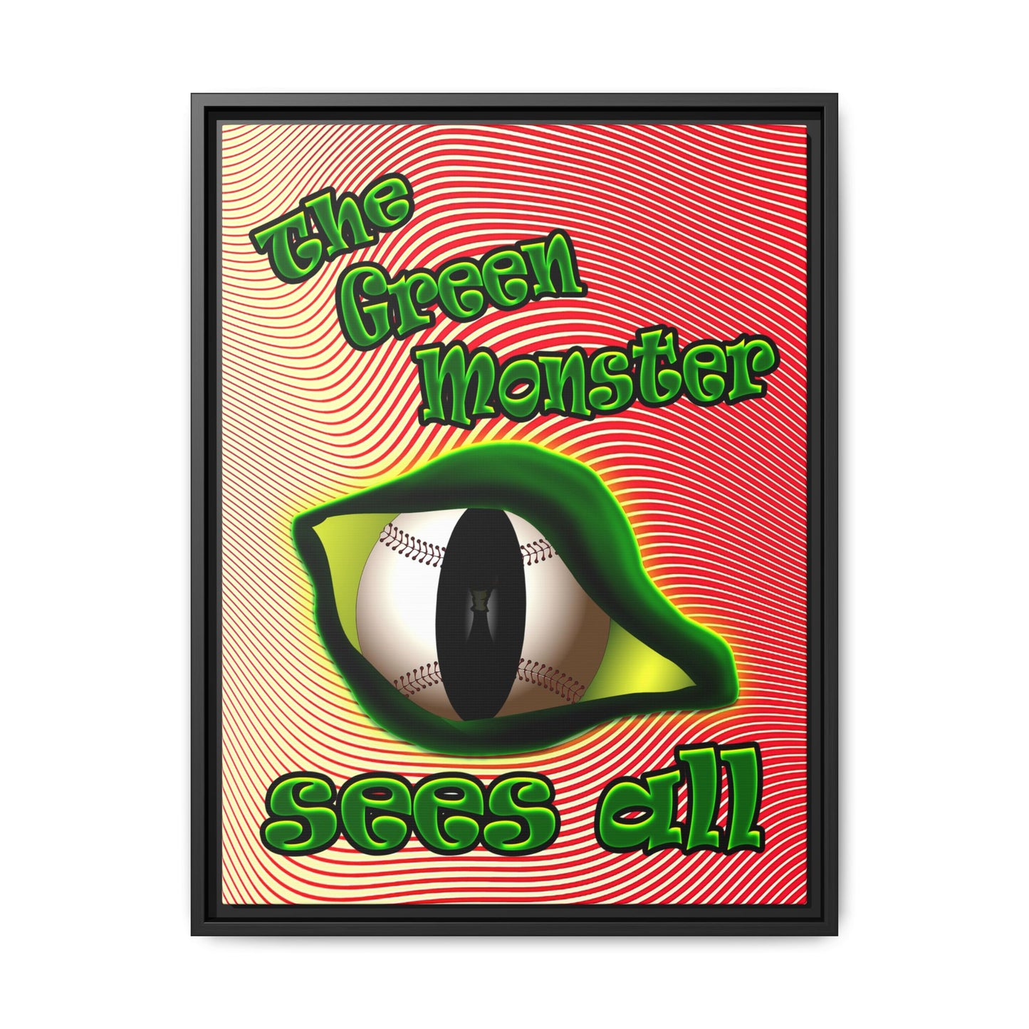 green monster - framed canvas art (yellow-orange wave)