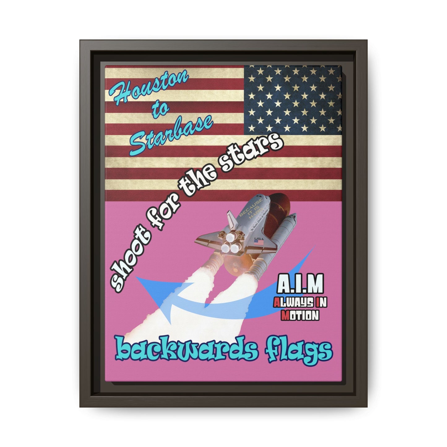 shoot for the stars - framed canvas art (light pink)