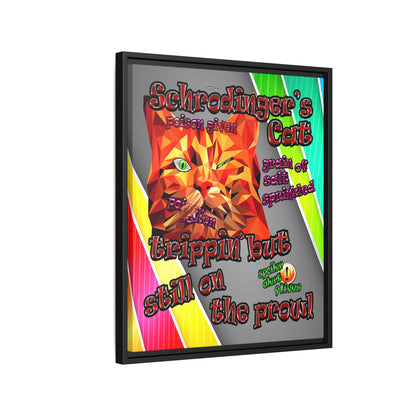 schrodinger's cat - framed canvas art (rainbow split)