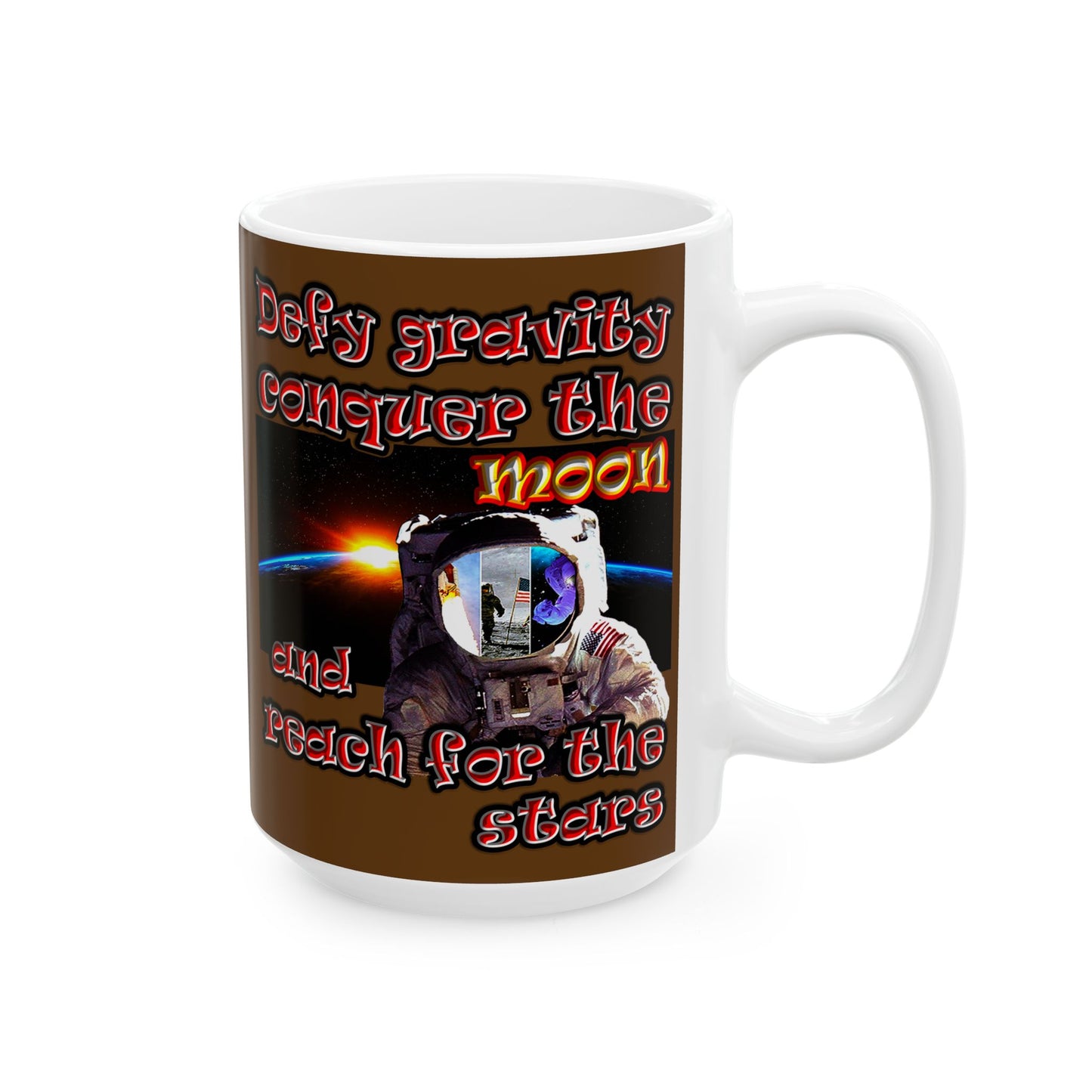 defy conquer reach - White Mug (brown)