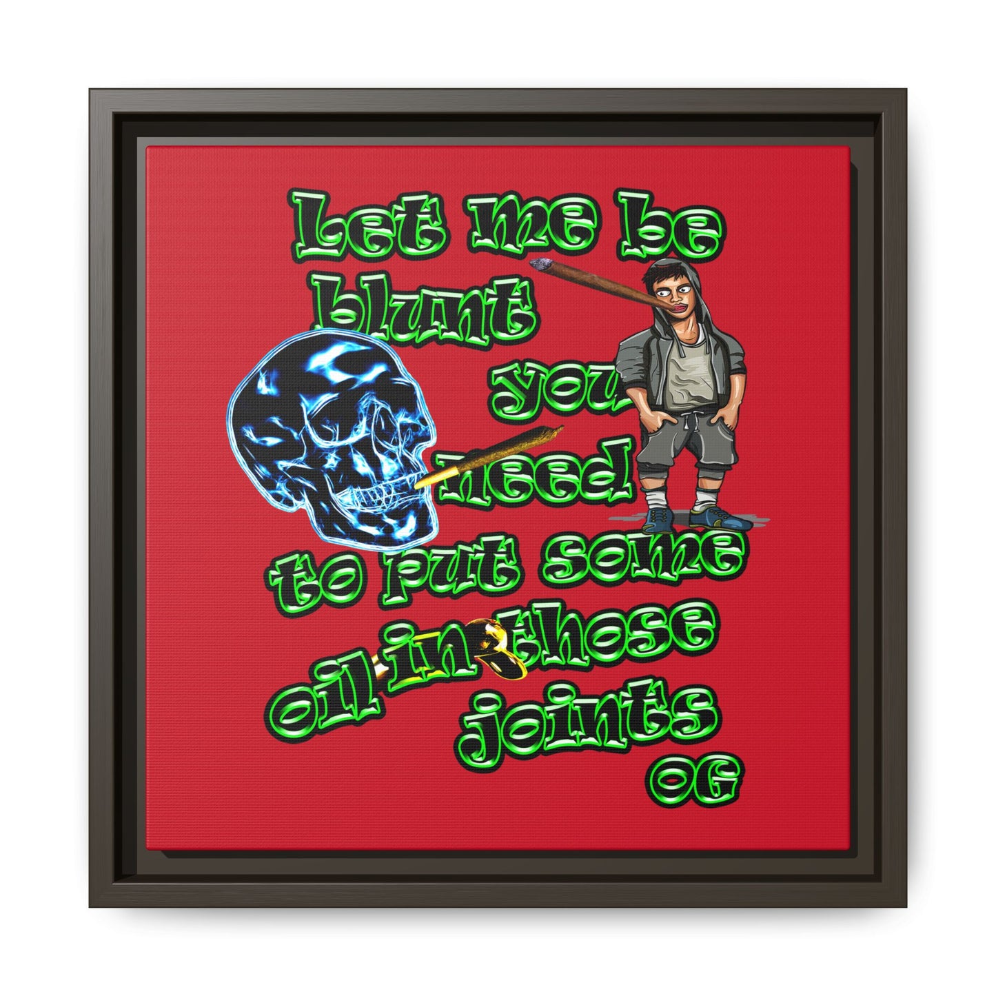og - framed canvas art (dark red)