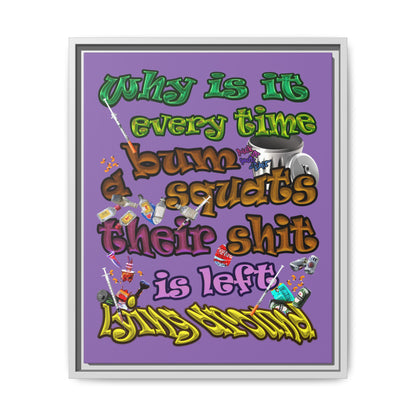 the bum's shit - framed canvas art (light purple)