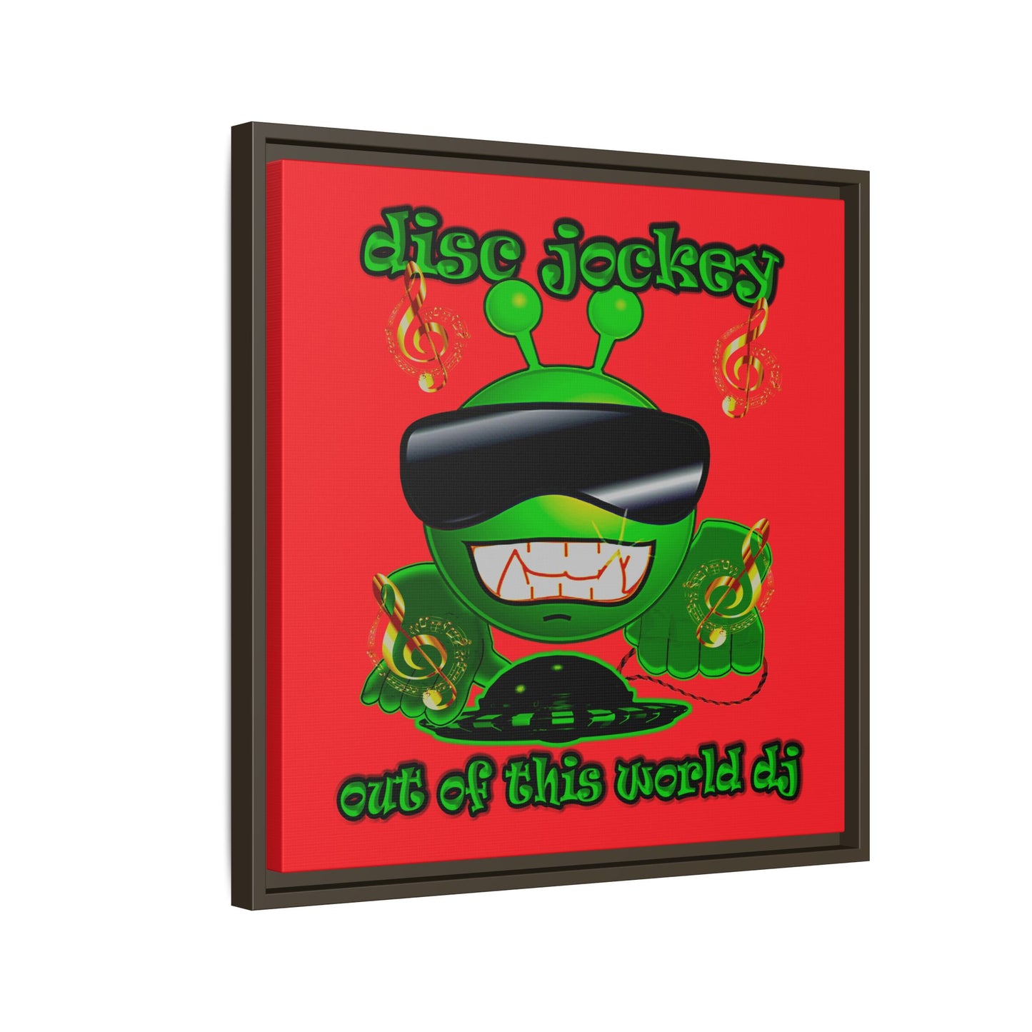 disc jockey - framed canvas art (red)