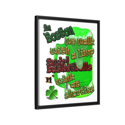 celtics logo - framed canvas art (white)