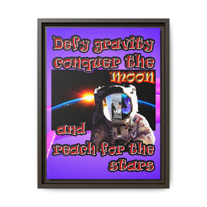 defy conquer reach - framed canvas art (purple-pink wave)