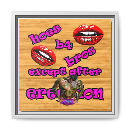 hoes b4 bros - framed canvas art (butterscotch wood finish)