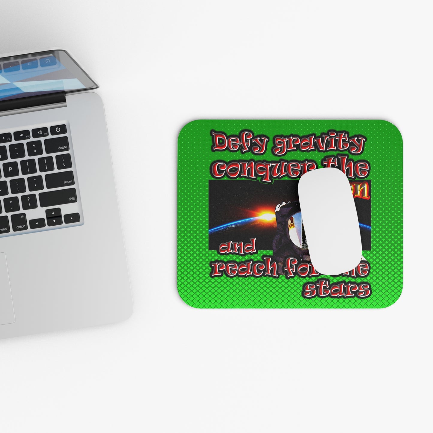 defy conquer reach - Mouse Pad (Rectangle) (logo green)