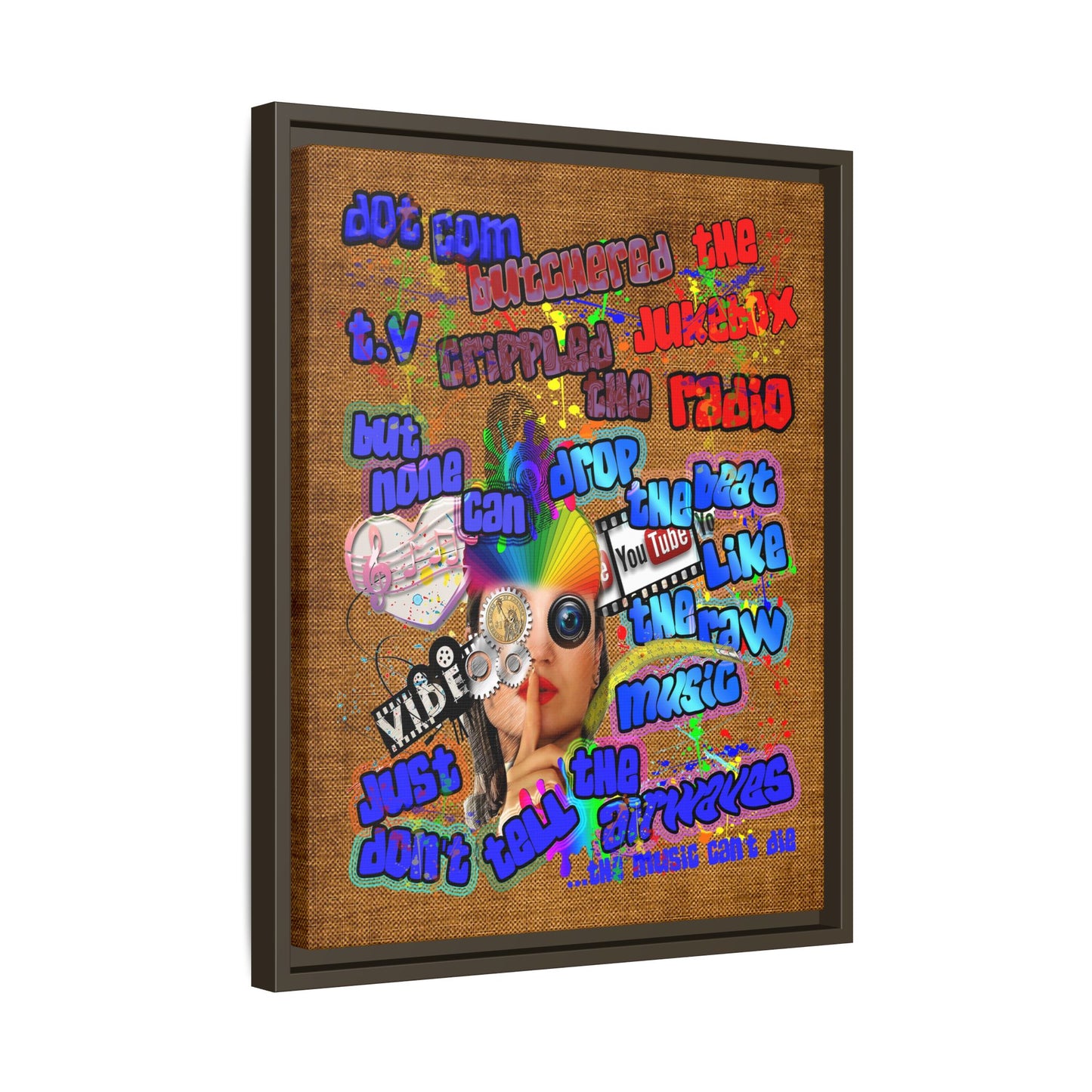 drop the beat - framed canvas art (brown papyrus)