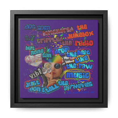 drop the beat - framed canvas art (purple)
