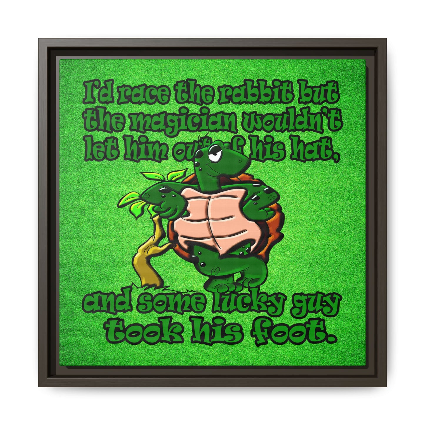 turtle race - framed canvas art (green turf)