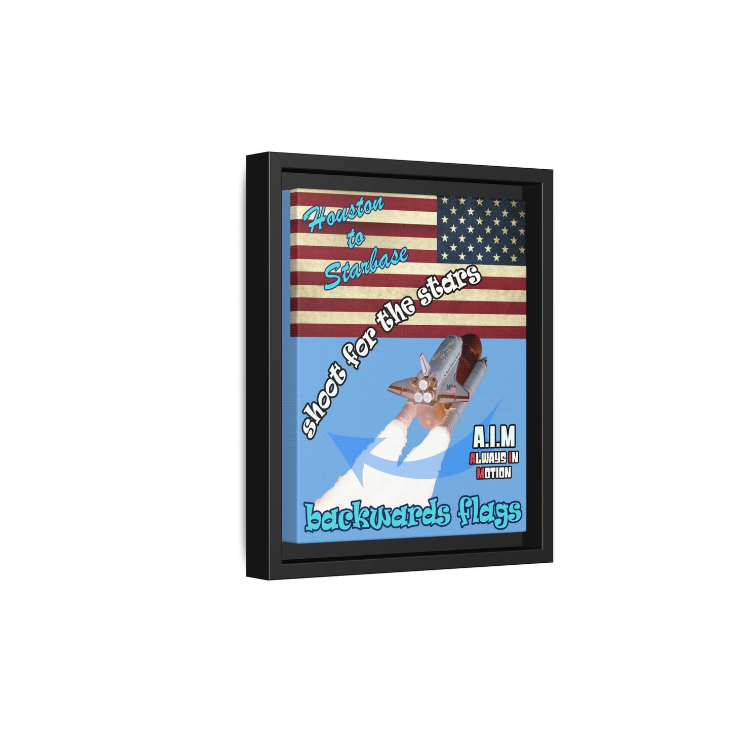 shoot for the stars - framed canvas art (light blue)
