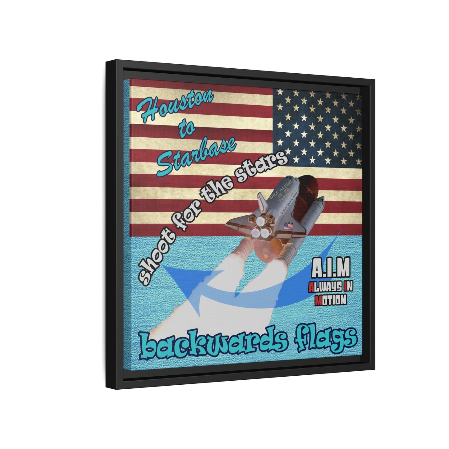 shoot for the stars - framed canvas art (faded blue)