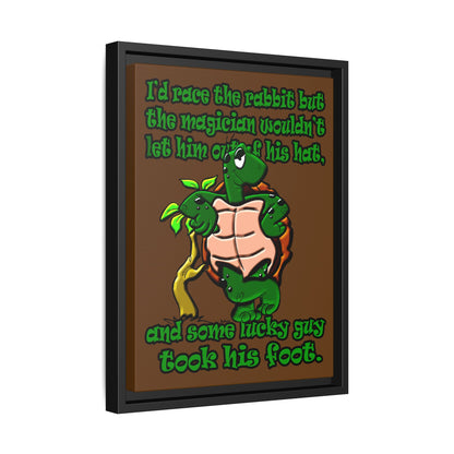 turtle race - framed canvas art (brown)