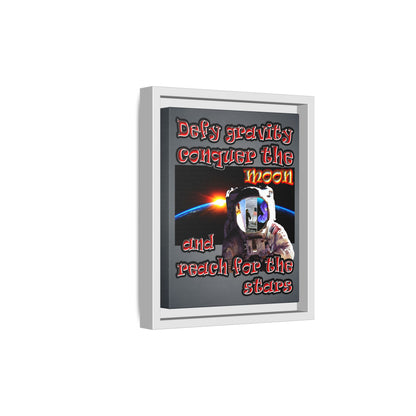 defy conquer reach - framed canvas art (grey-light grey)