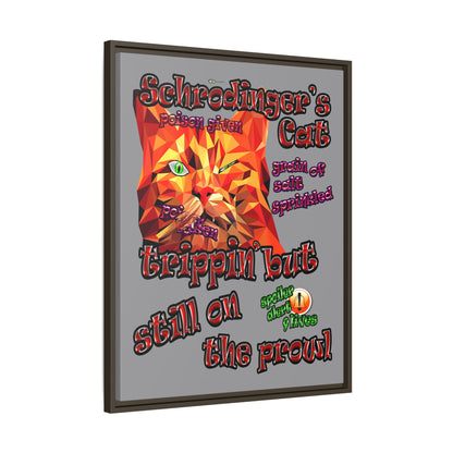 schrodinger's cat - framed canvas art (grey)