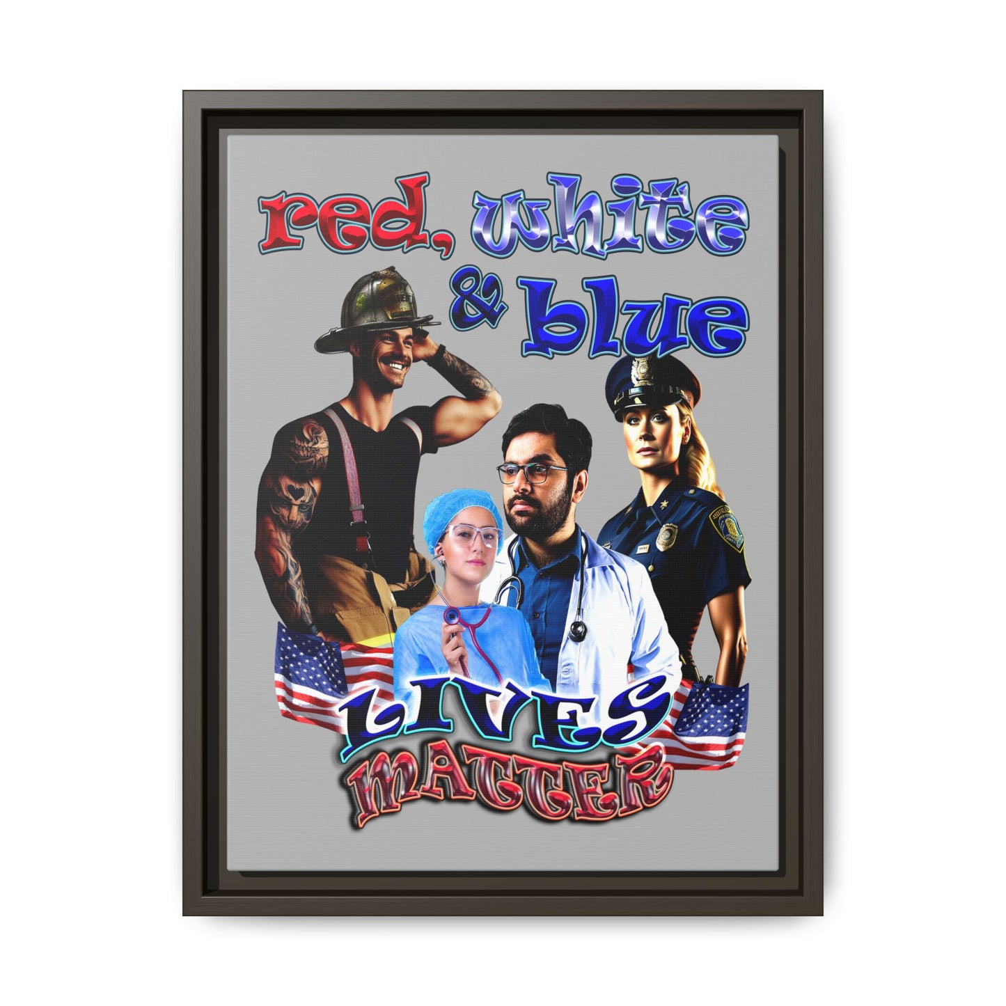 rw&b lives matter - framed canvas art (light grey)