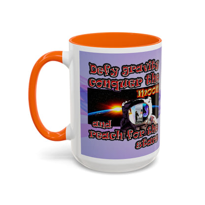 defy conquer reach - Accent Mug (light blue-pink wave)