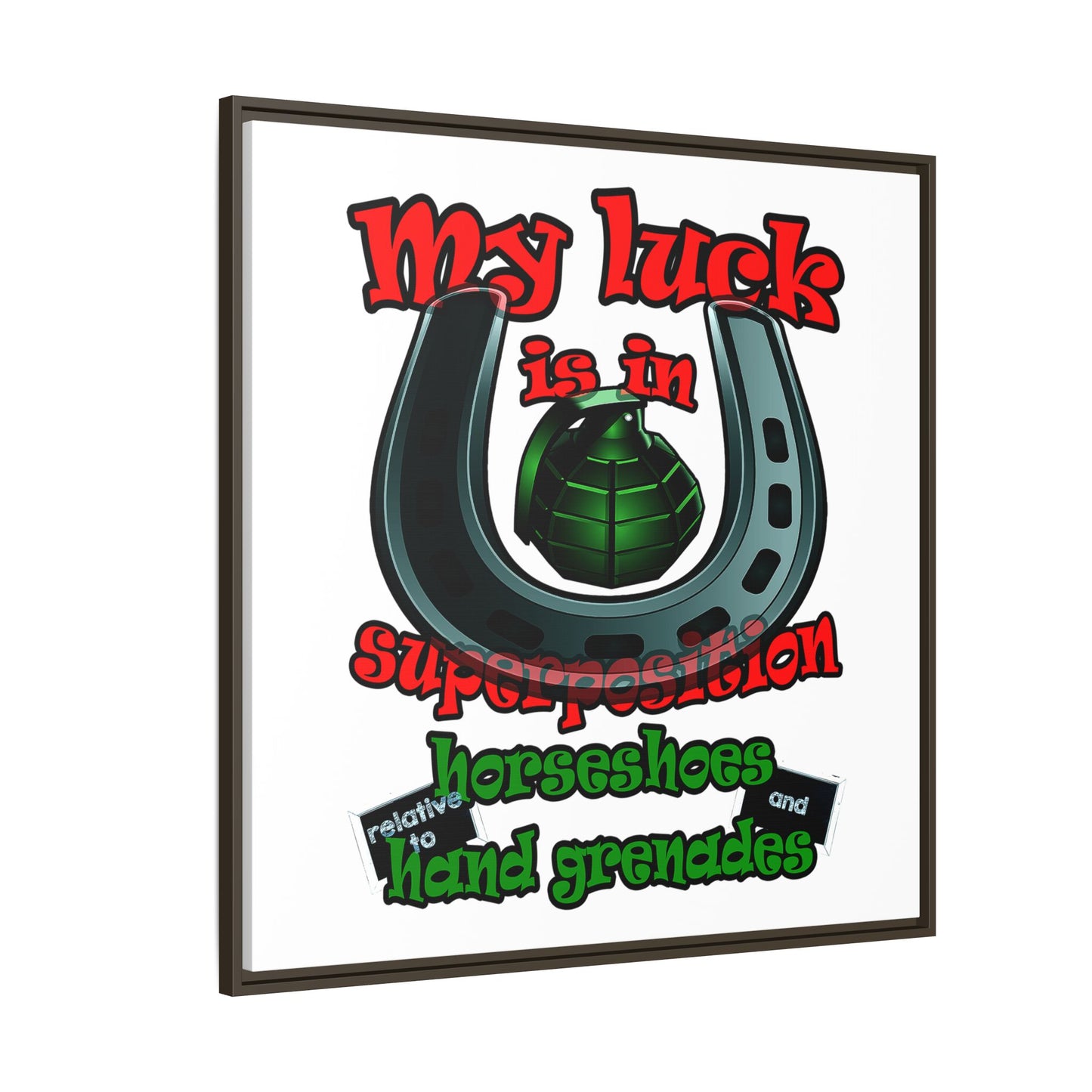 my luck - framed canvas art (white)