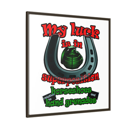 my luck - framed canvas art (white)