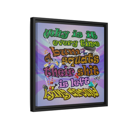 the bum's shit - framed canvas art (light blue-pink wave)