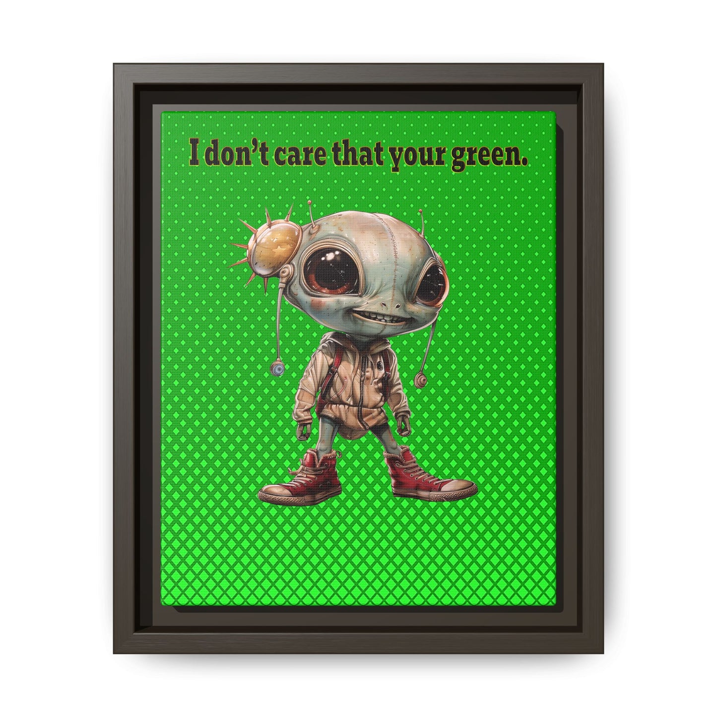 I don't care that your green - framed canvas art (logo green)