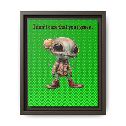 I don't care that your green - framed canvas art (logo green)