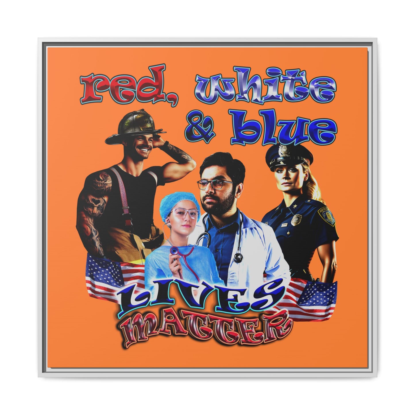 rw&b lives matter - framed canvas art (crusta)
