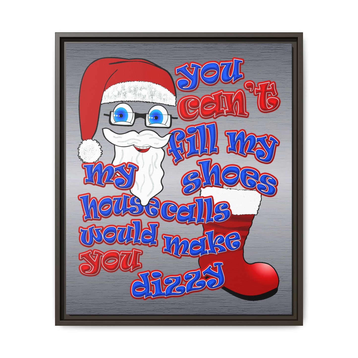 santa's shoes - framed canvas art (brushed nickel)