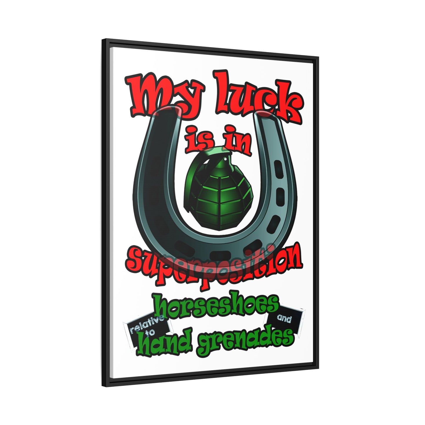my luck - framed canvas art (white)