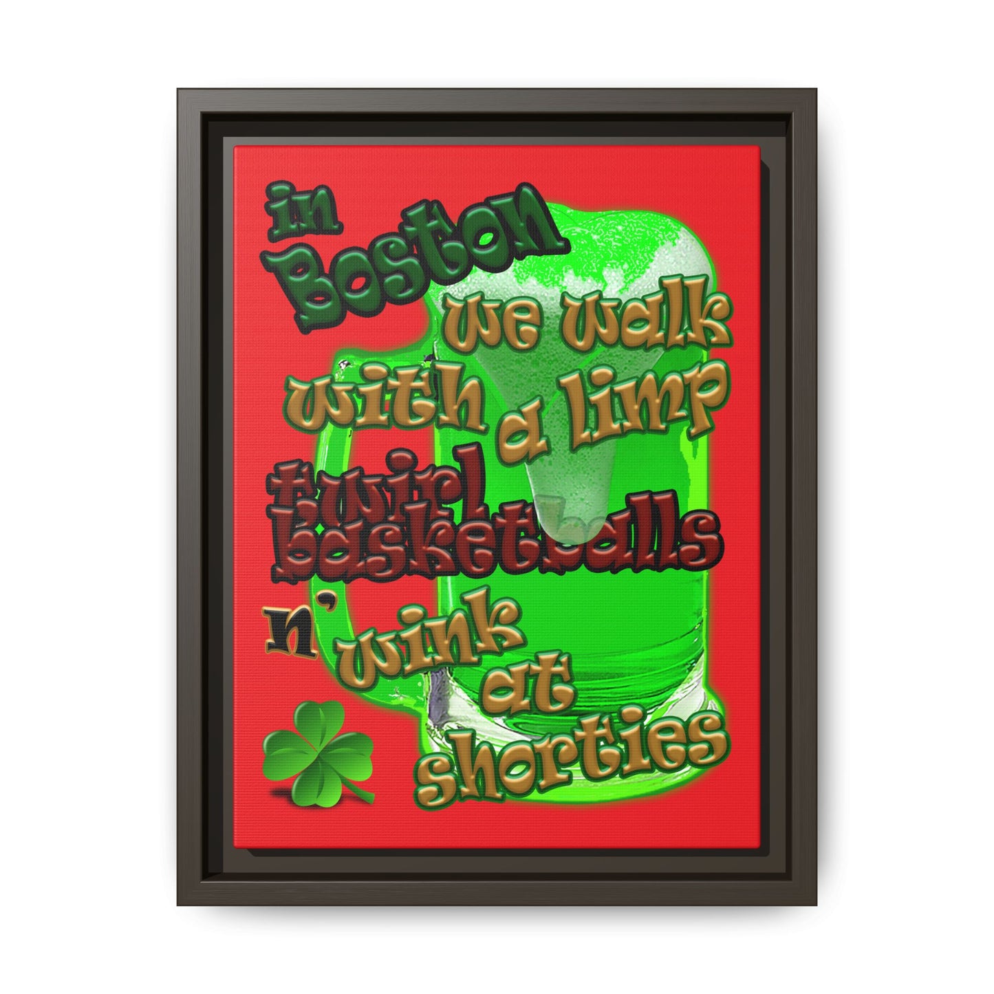 celtics logo - framed canvas art (red)