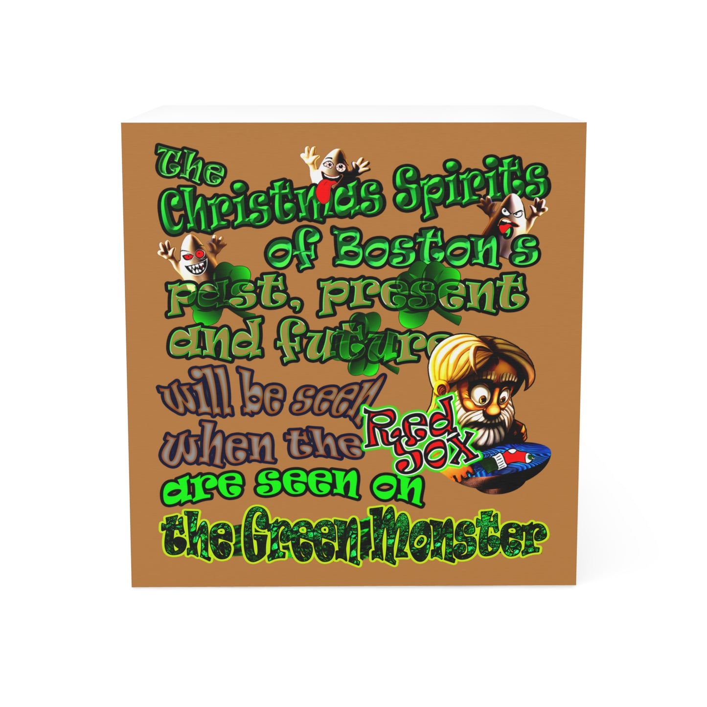 christmas spirits of boston - note cube (light brown)