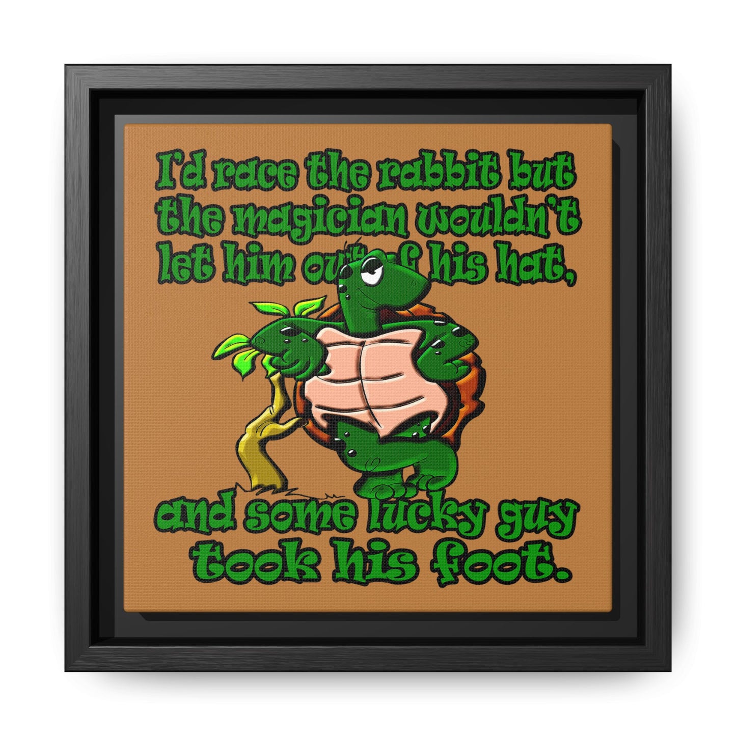 turtle race - framed canvas art (light brown)