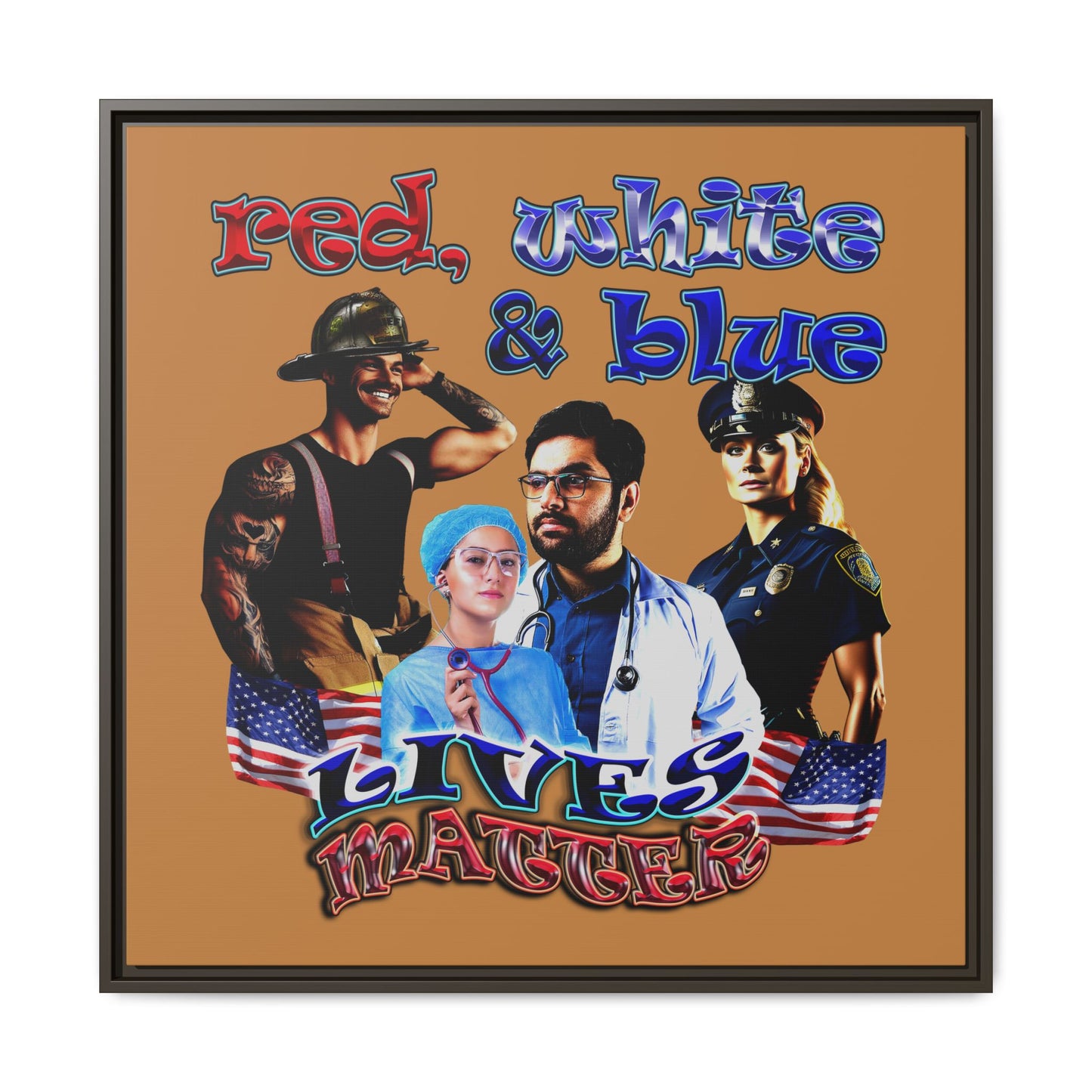 rw&b lives matter - framed canvas art (light brown)